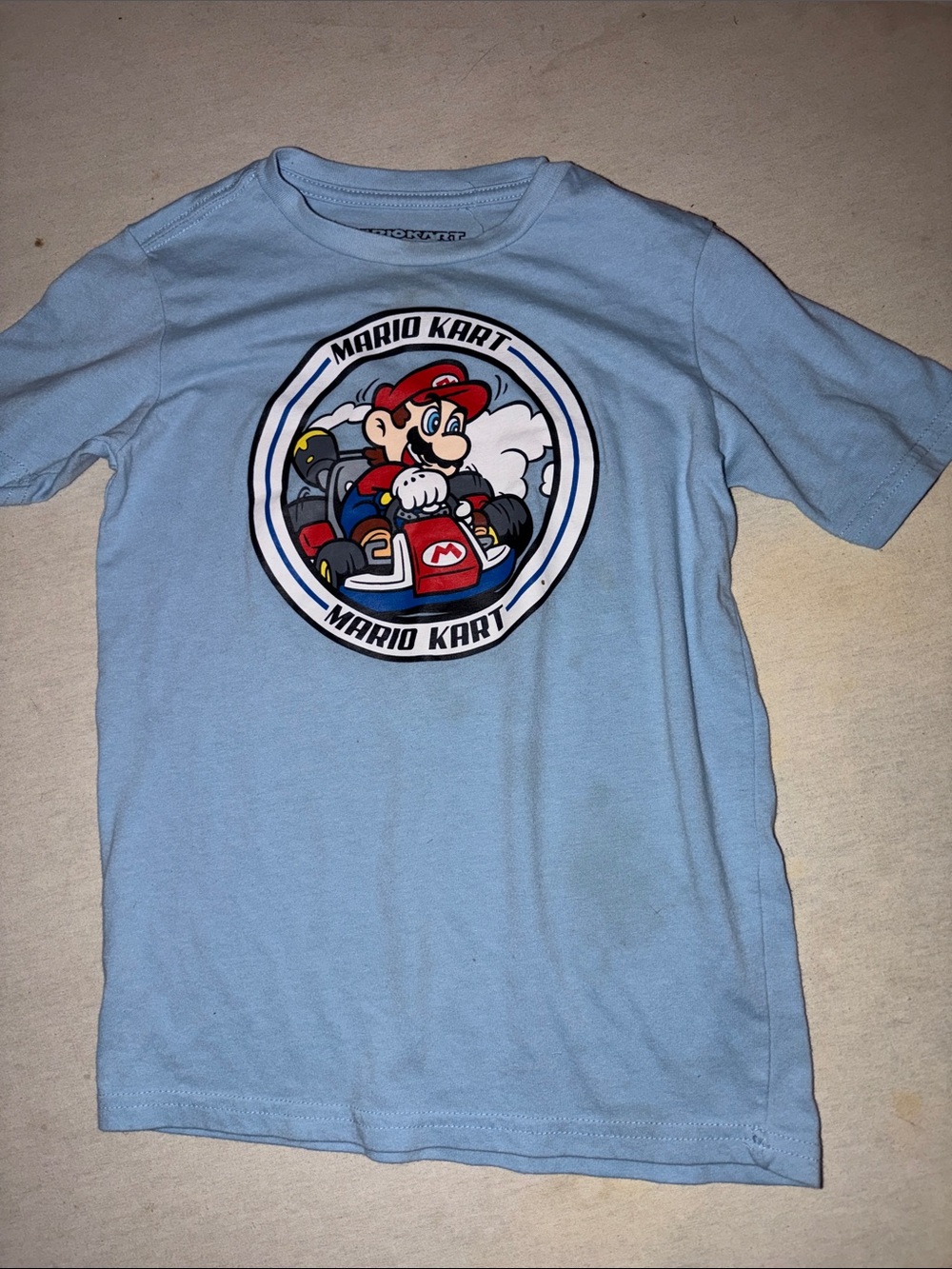 Kids Size 6/7 Mariokart Light Blue Tee